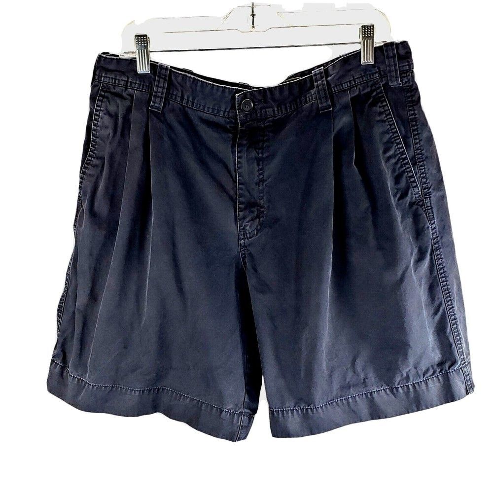 Eddie Bauer Navy Blue Men's Pleated Cotton Shorts